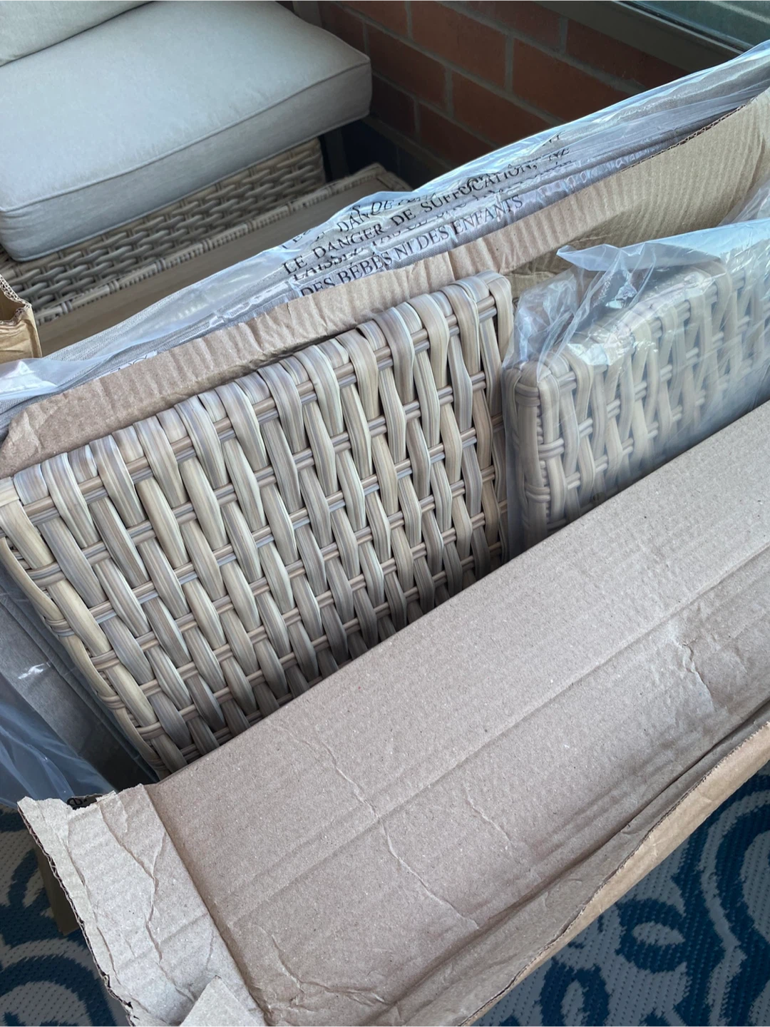 Outdoor Ottoman w/Wood Top and Cushion - photo 5