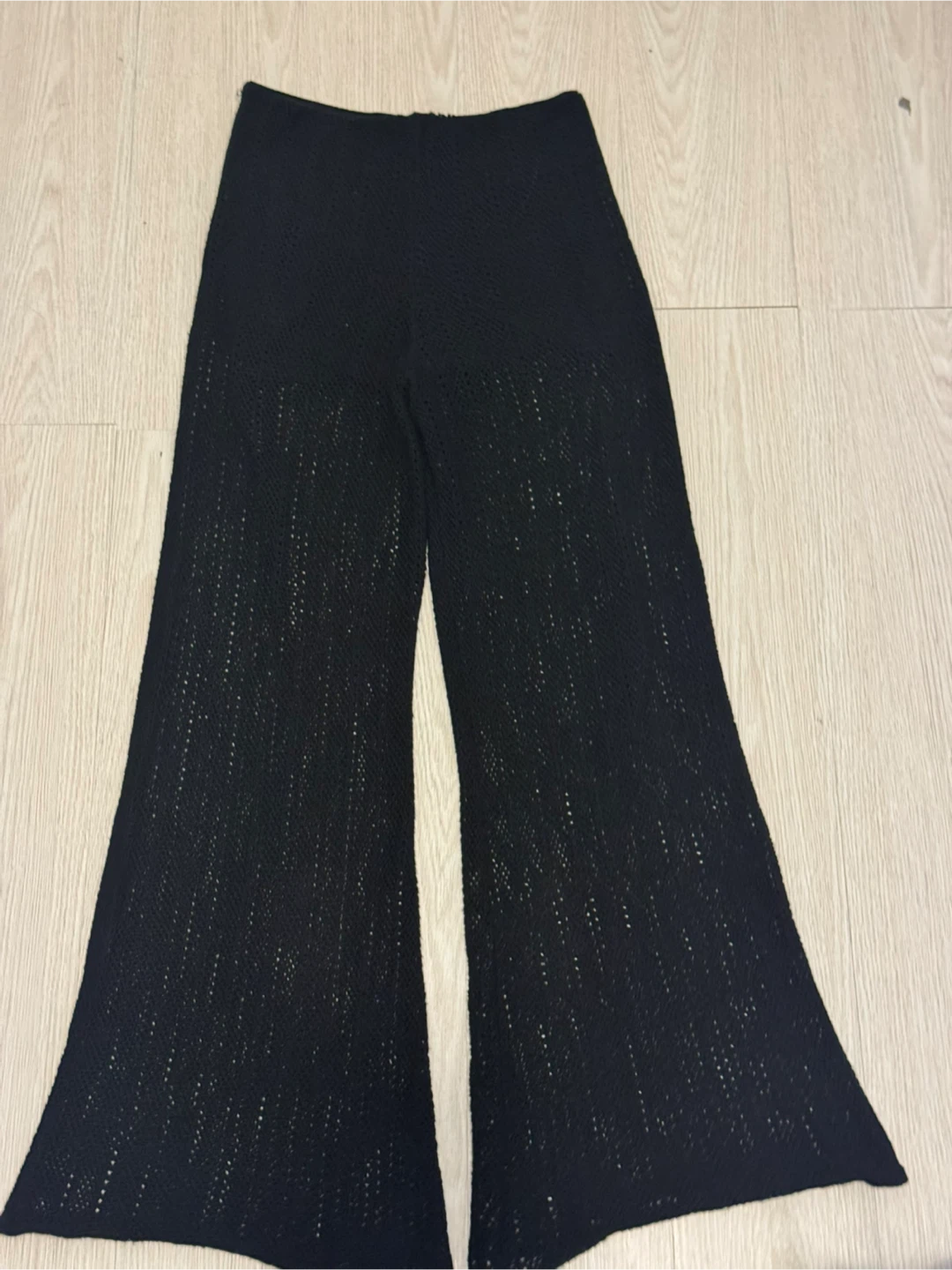 Black Crochet Bell Bottom Pants - photo 2