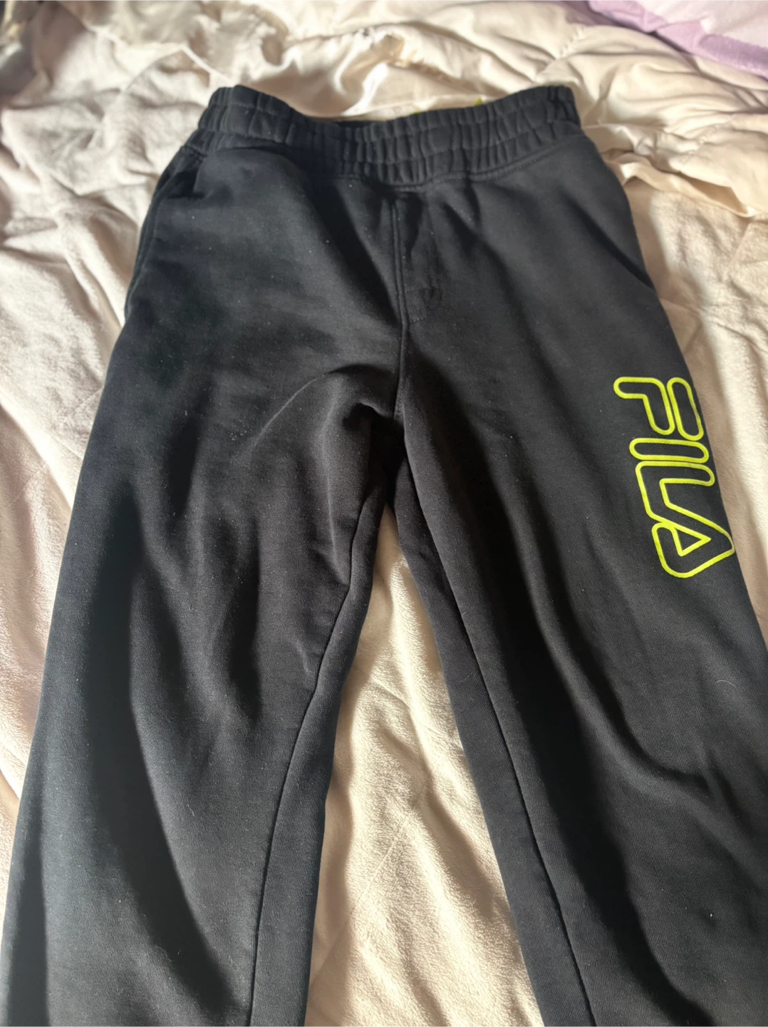 Fila Black Joggers with Neon Yellow Logo