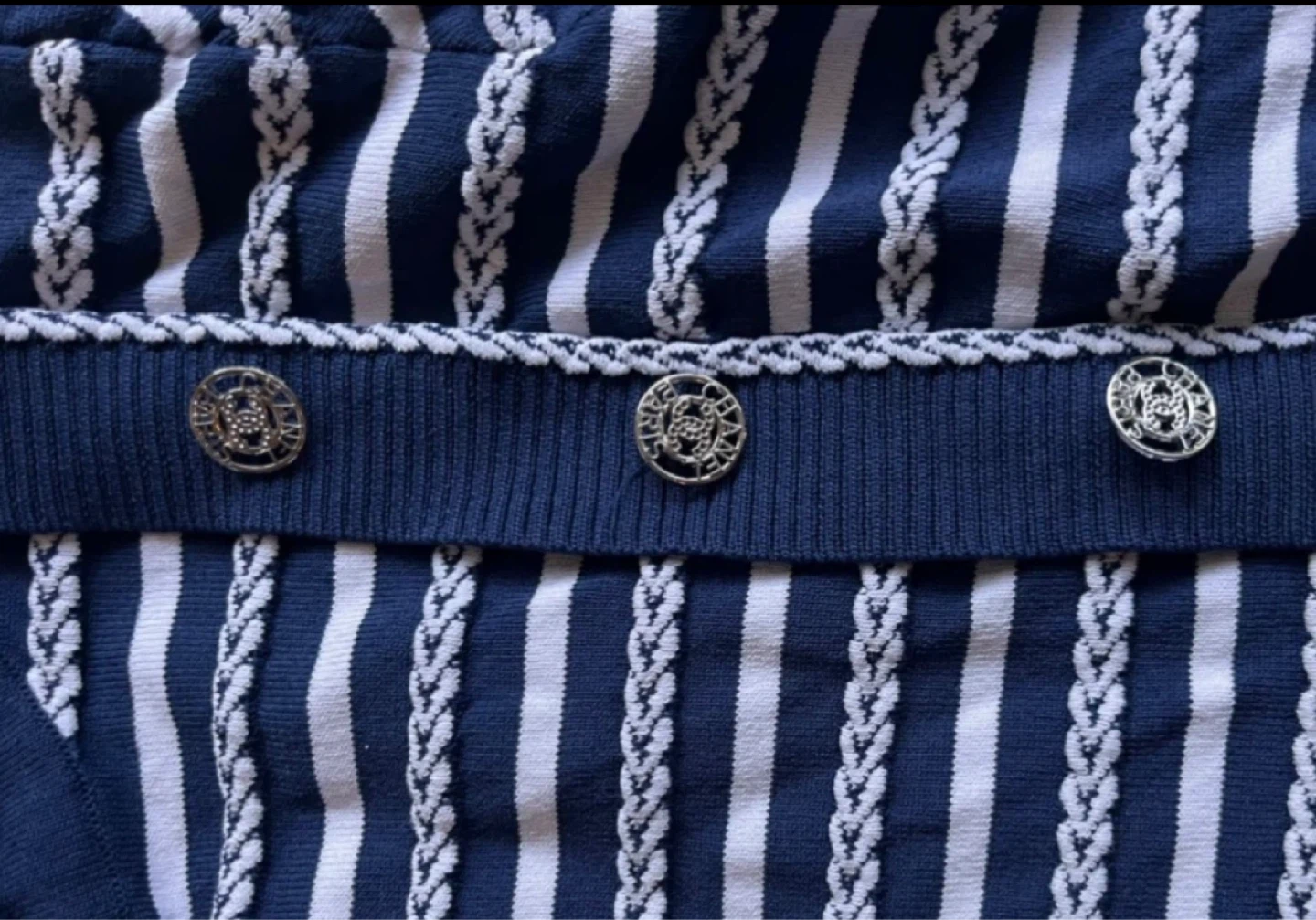 Striped Knit Top with CHA NEL Buttons - photo 3