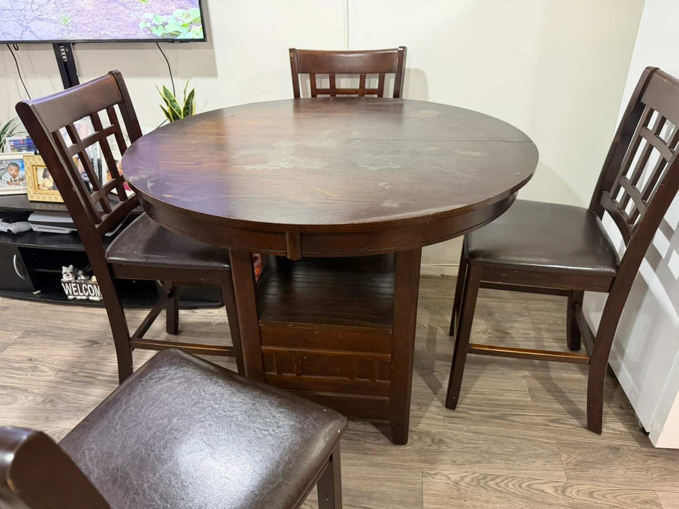 Wooden Round Dining Table with 4 Chairs - photo 2