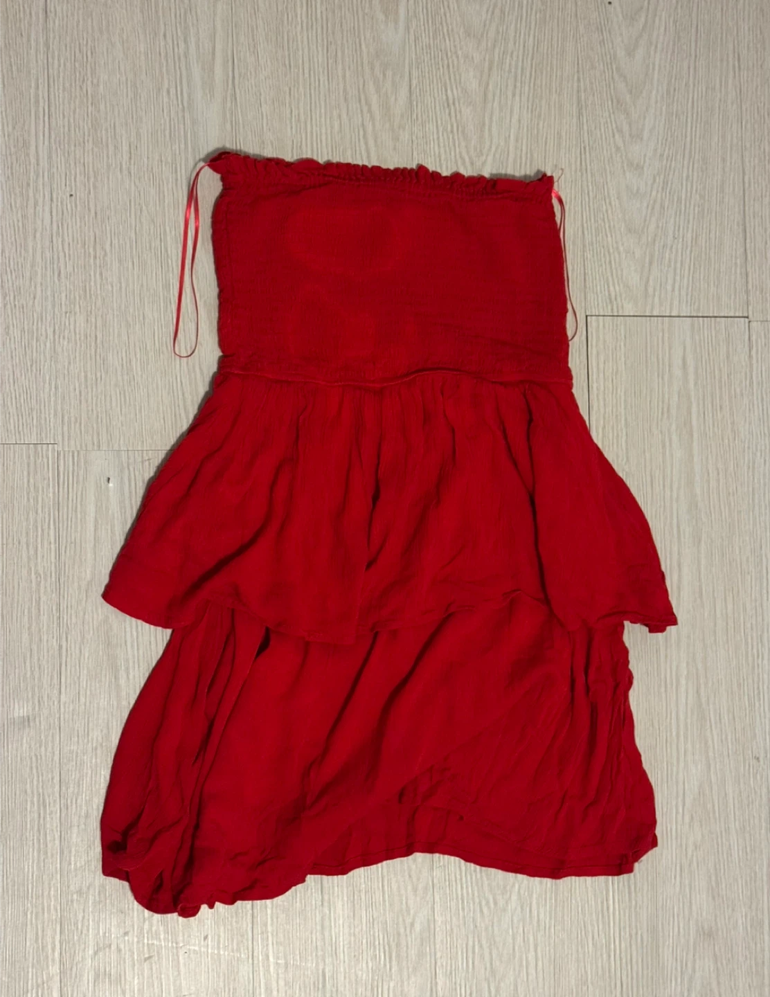 Red Strapless Tiered Dress - photo 2