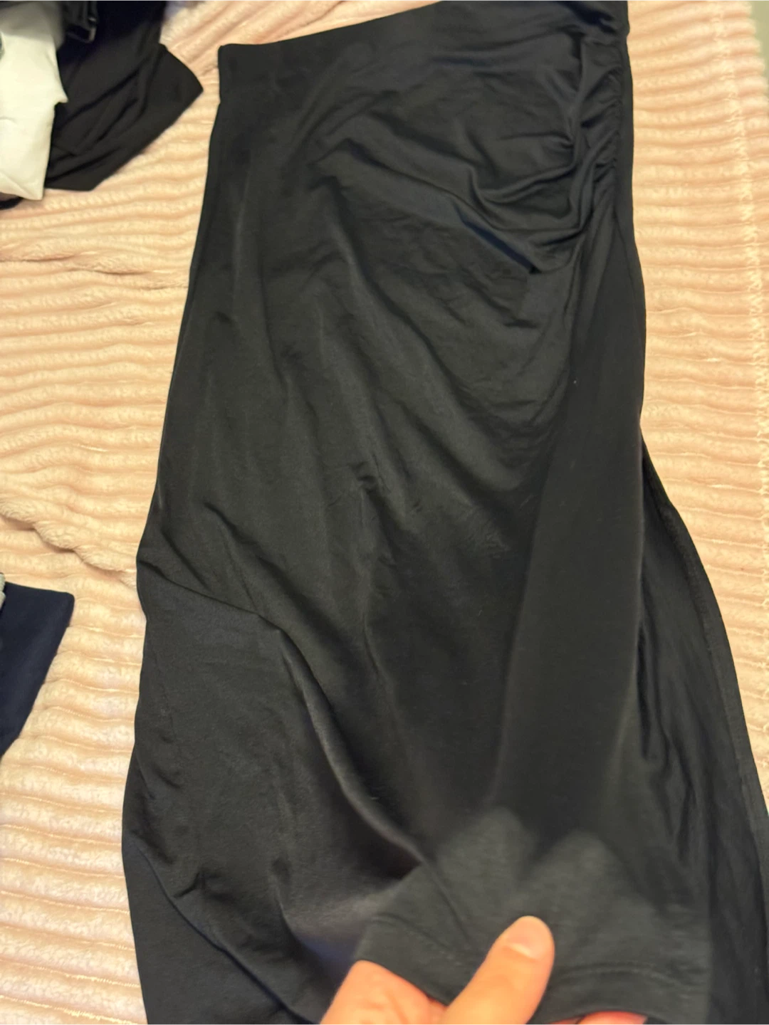 Stradivarius Black Ruched Maxi Skirt