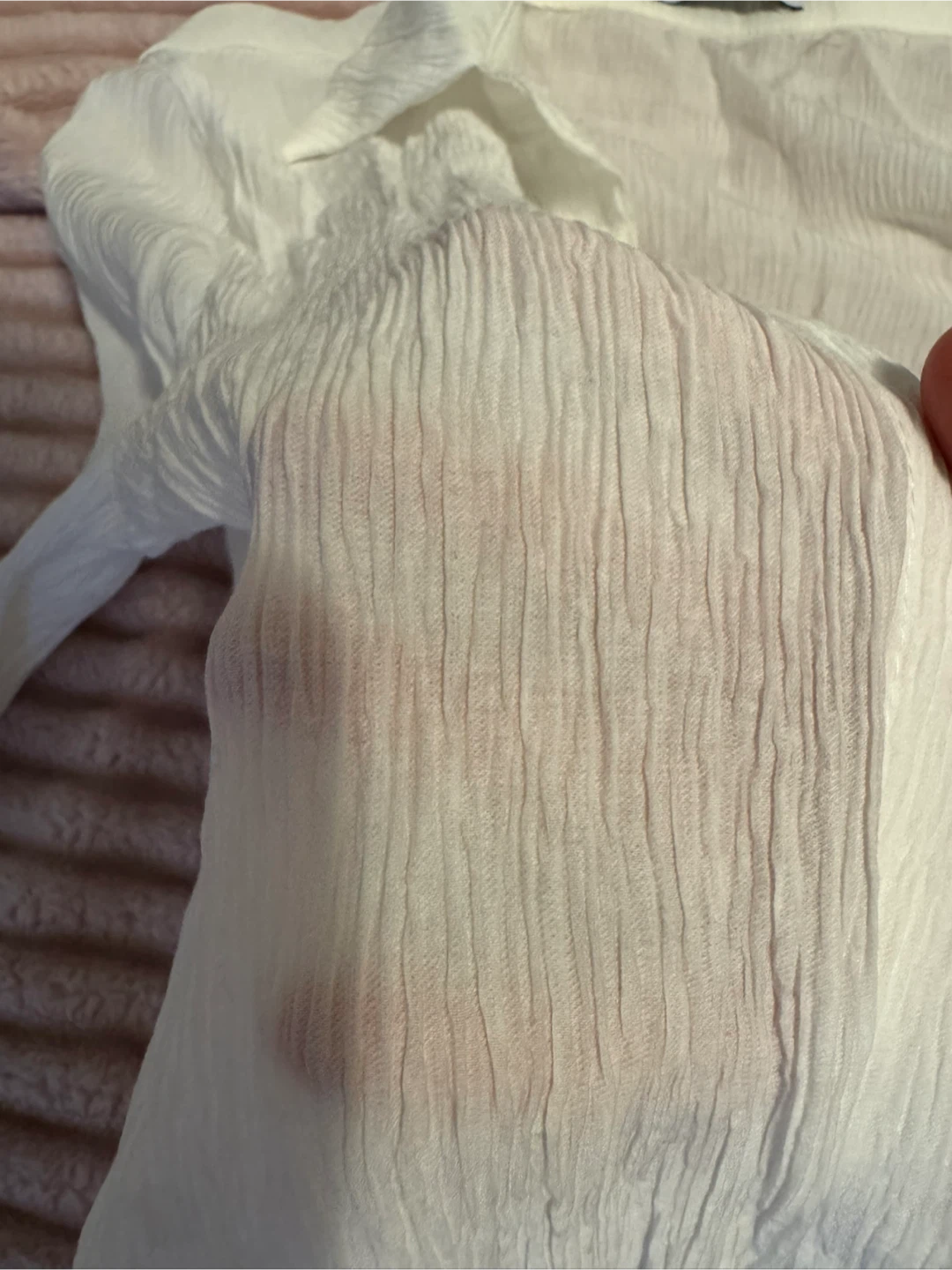 White Crinkle Button-Up Shirt - photo 2