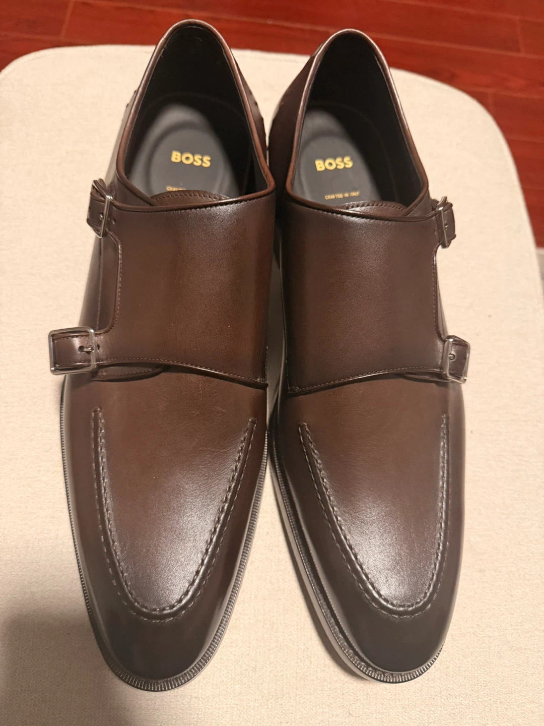 BOSS Double Monk Strap Shoes - Brown Leather