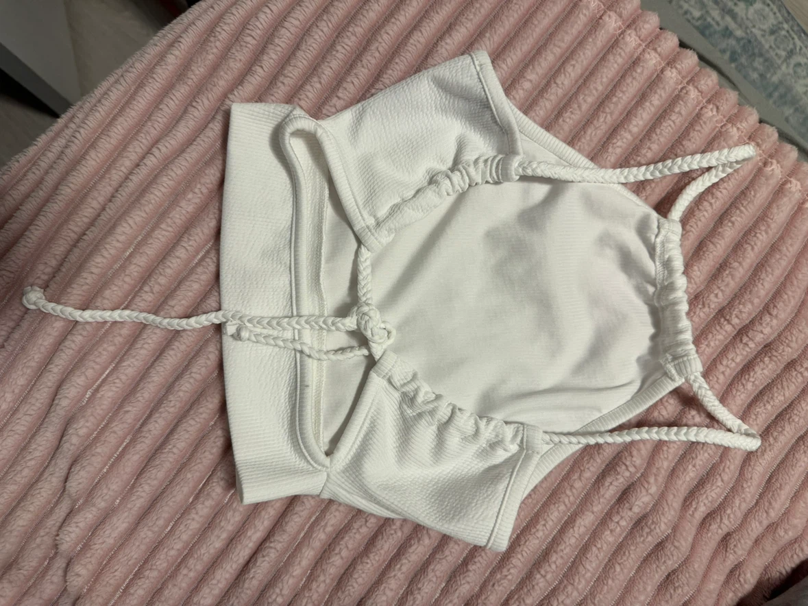 White Cropped Halter Top