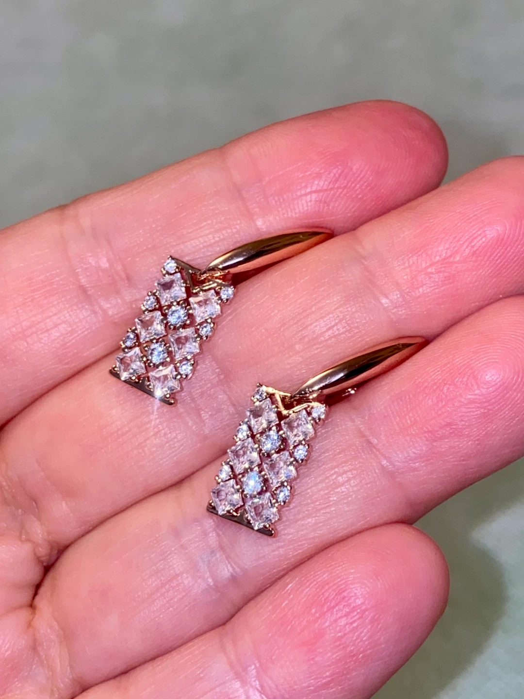 Rose Gold Tone Earrings with Crystal Accents - photo 2