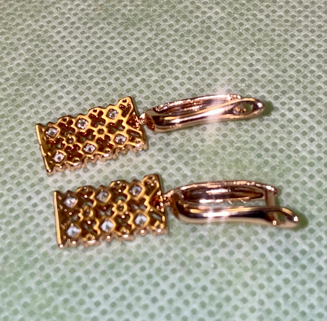 Rose Gold Tone Earrings with Crystal Accents - photo 3