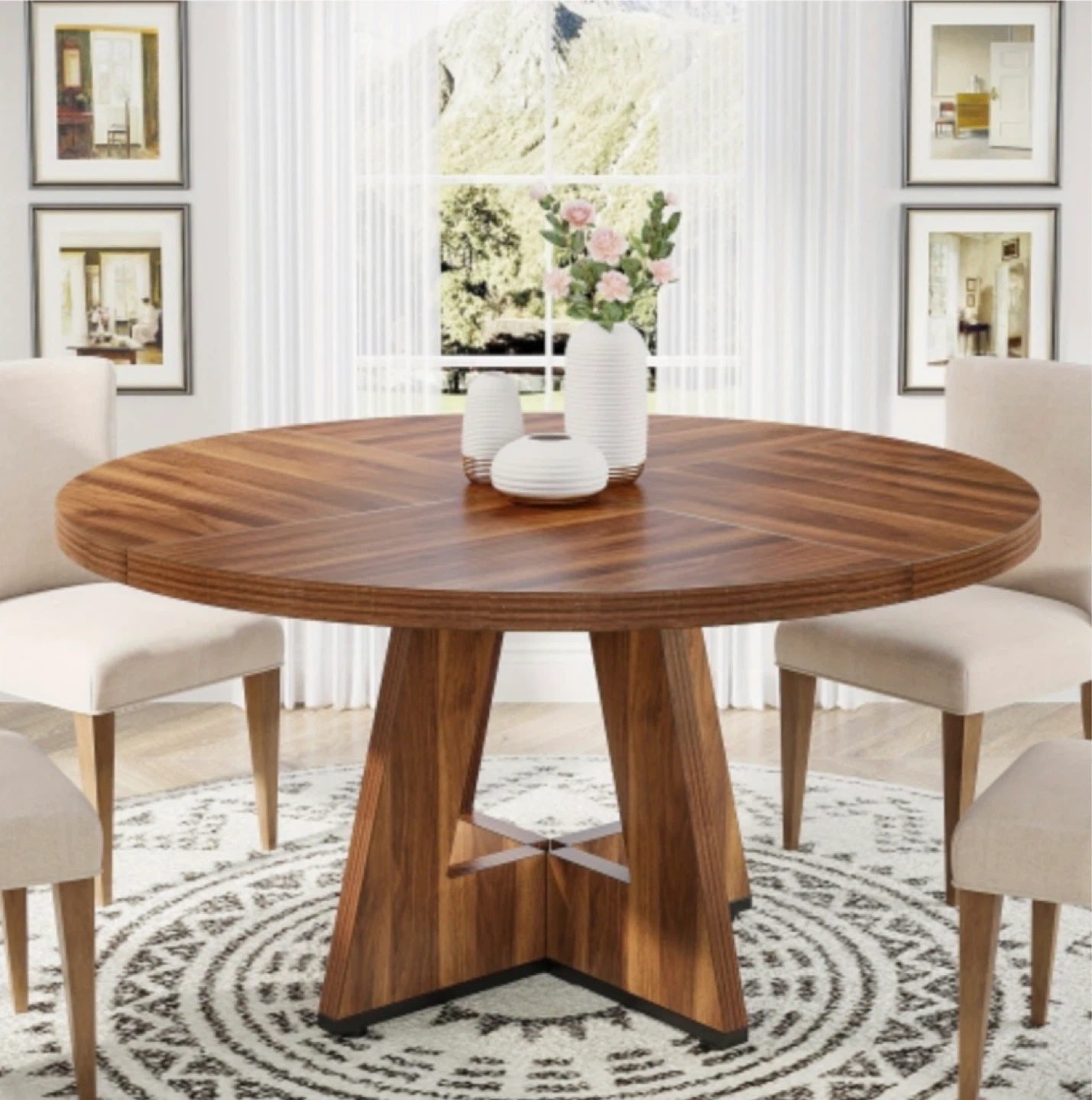 Brand new Tribesigns Round Walnut Dining Table