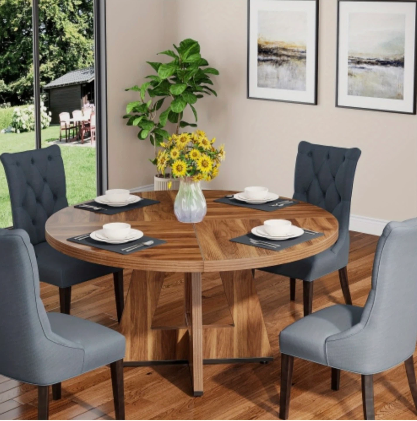 Brand new Tribesigns Round Walnut Dining Table - photo 5