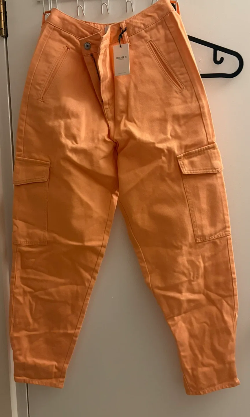 Forever 21 Orange Cargo Pants