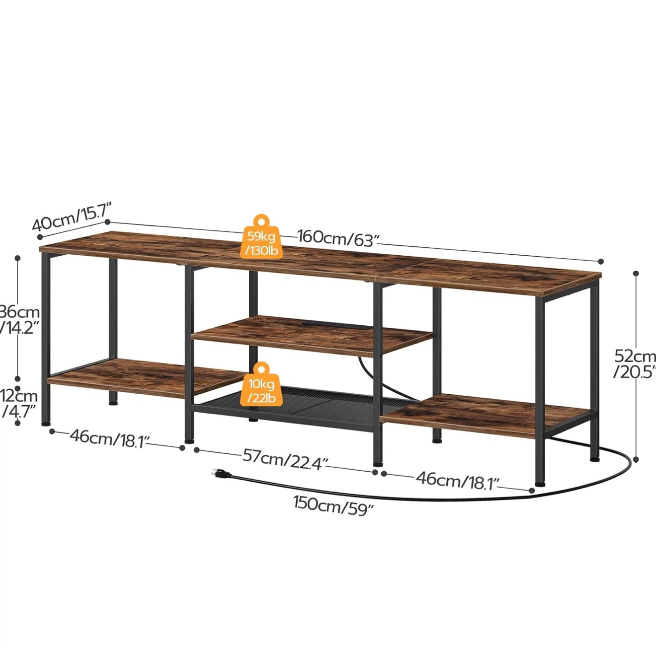 75 inch TV Stand with Power Outlets - photo 2