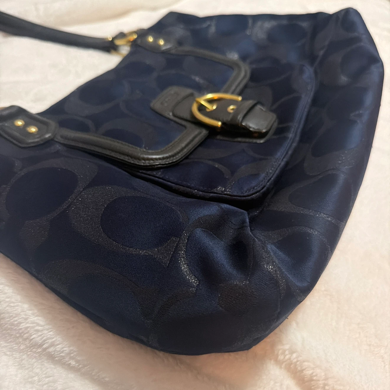 Coach Navy Signature Tote Bag