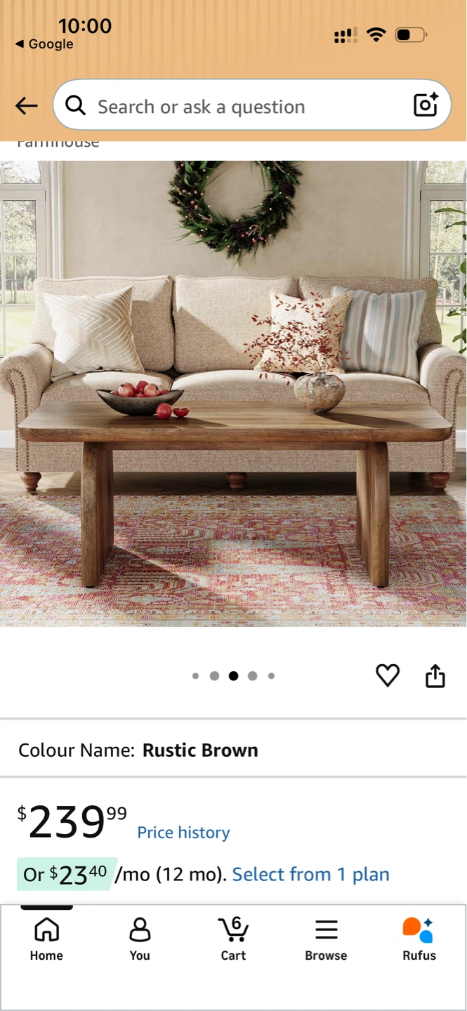 Brand new Tribesigns Rustic Brown Wood Coffee Table - photo 2