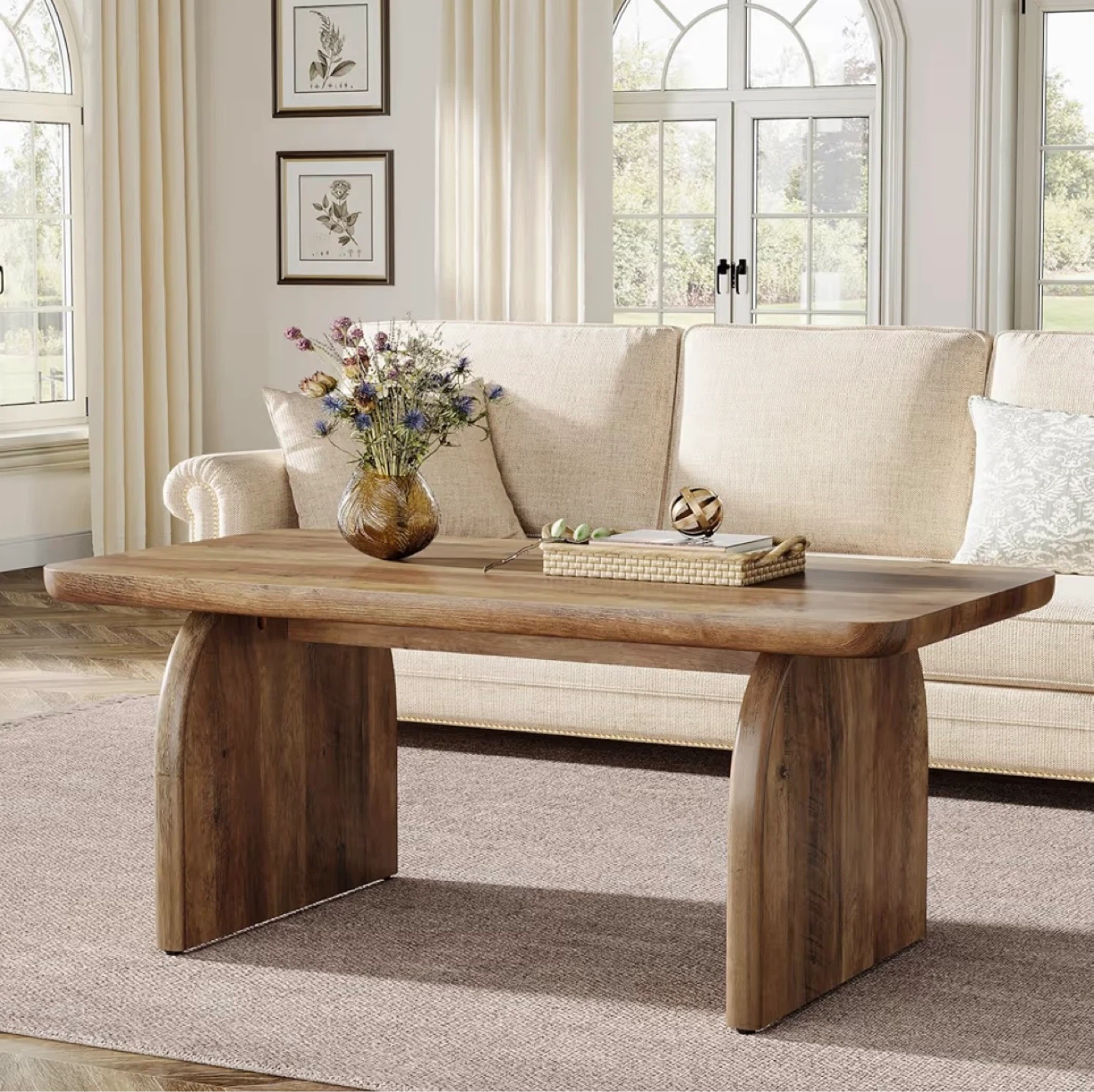 Brand new Tribesigns Rustic Brown Wood Coffee Table