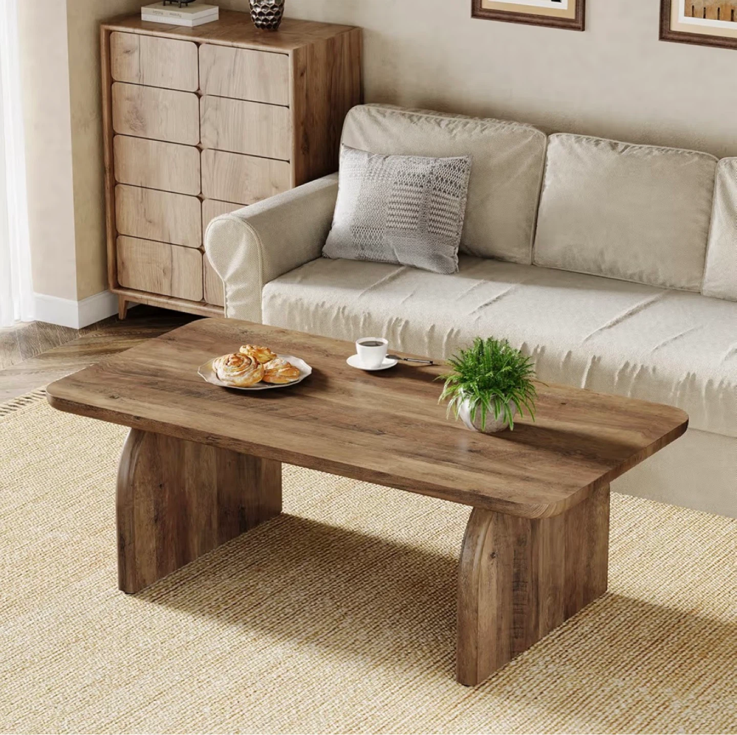 Brand new Tribesigns Rustic Brown Wood Coffee Table - photo 5