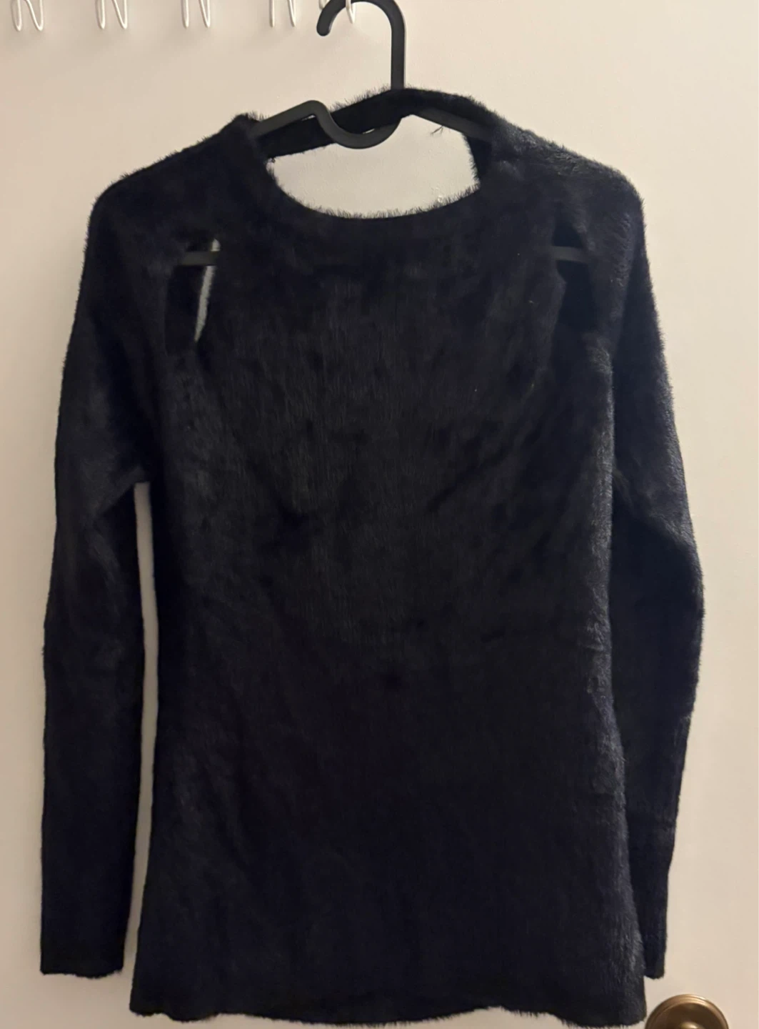 Black Fuzzy Cutout Sweater - photo 2