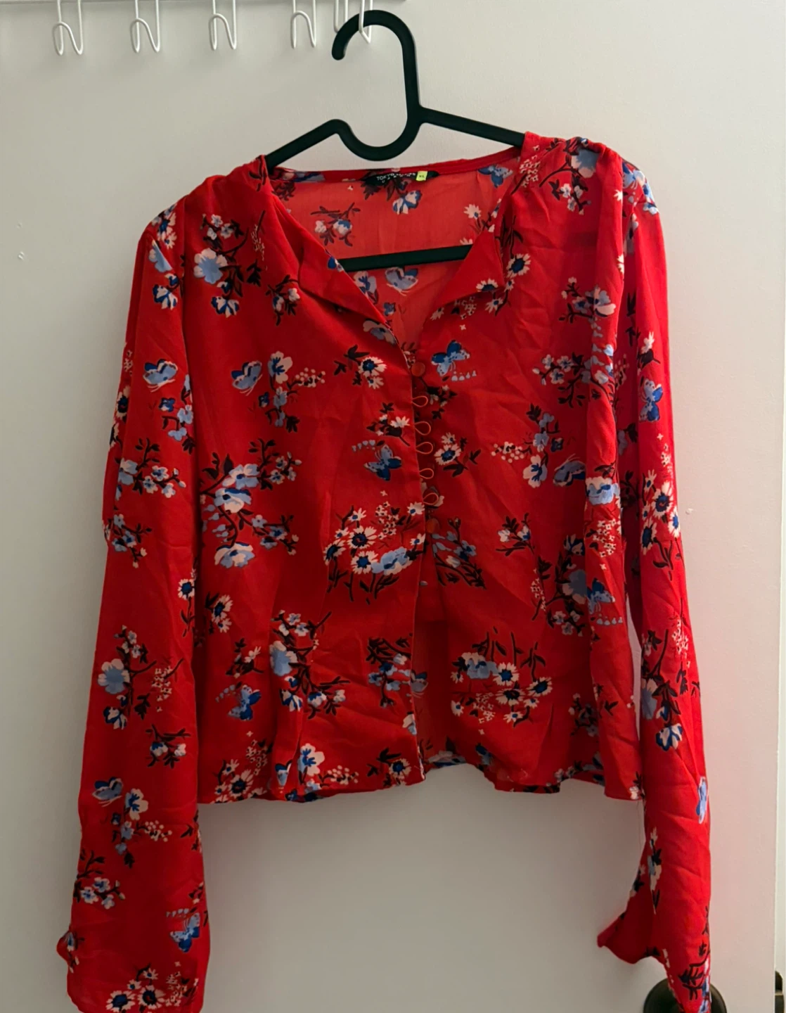 Red Floral Print Blouse