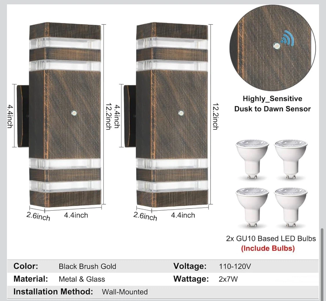 Outdoor Wall Light Fixture with Dusk to Dawn Sensor - photo 4