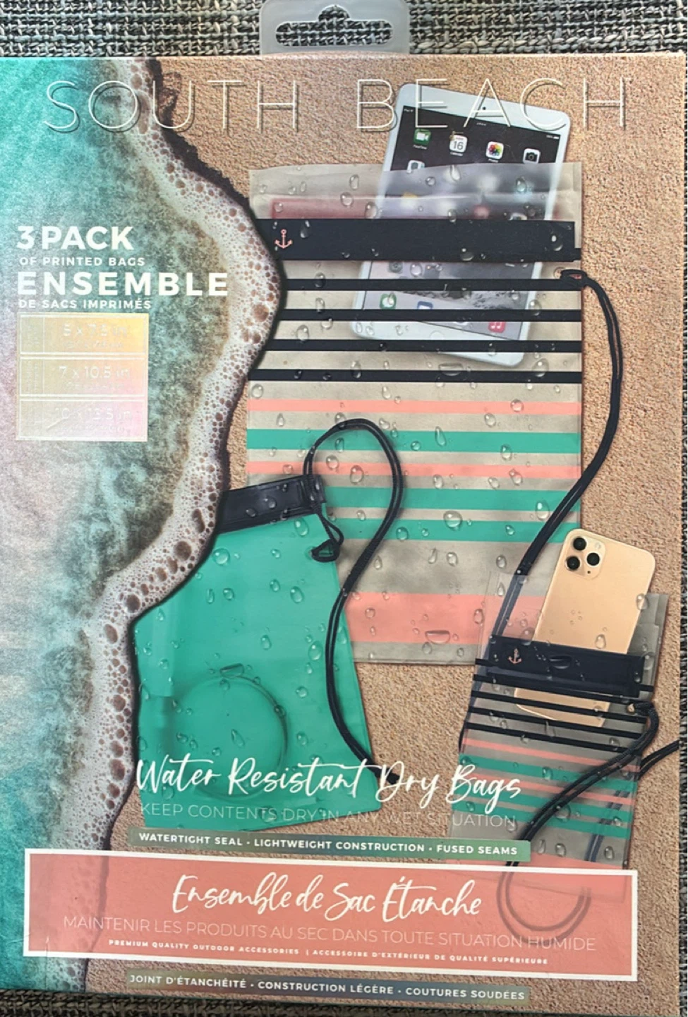 New South Beach 3 Pack Water Resistant Dry Bags