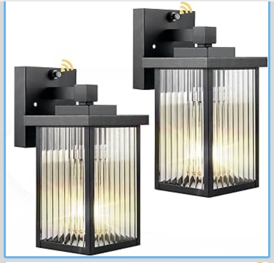 Set of 2 Outdoor Wall Lights with Dusk-to-Dawn Sensor