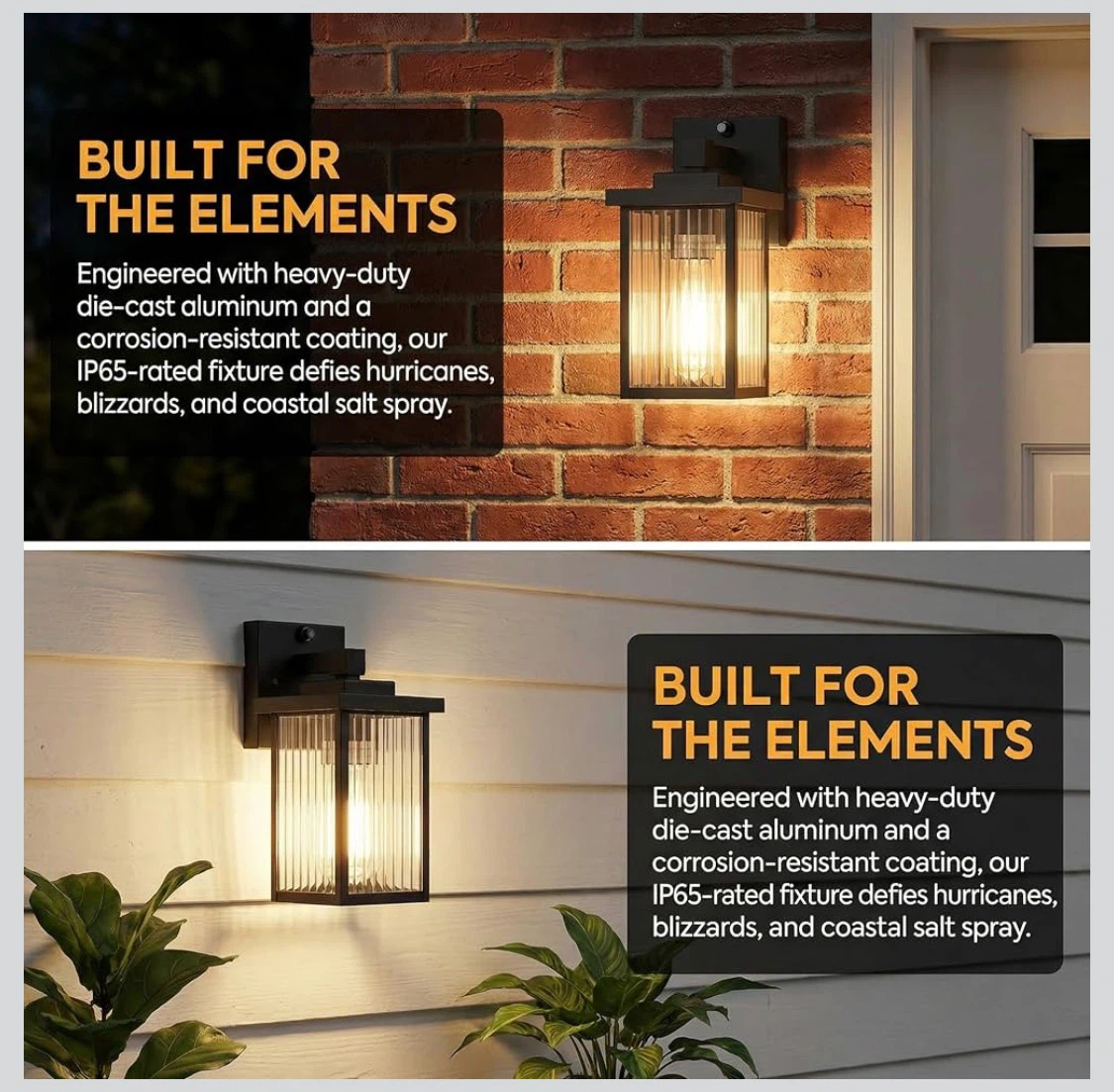 Set of 2 Outdoor Wall Lights with Dusk-to-Dawn Sensor - photo 5