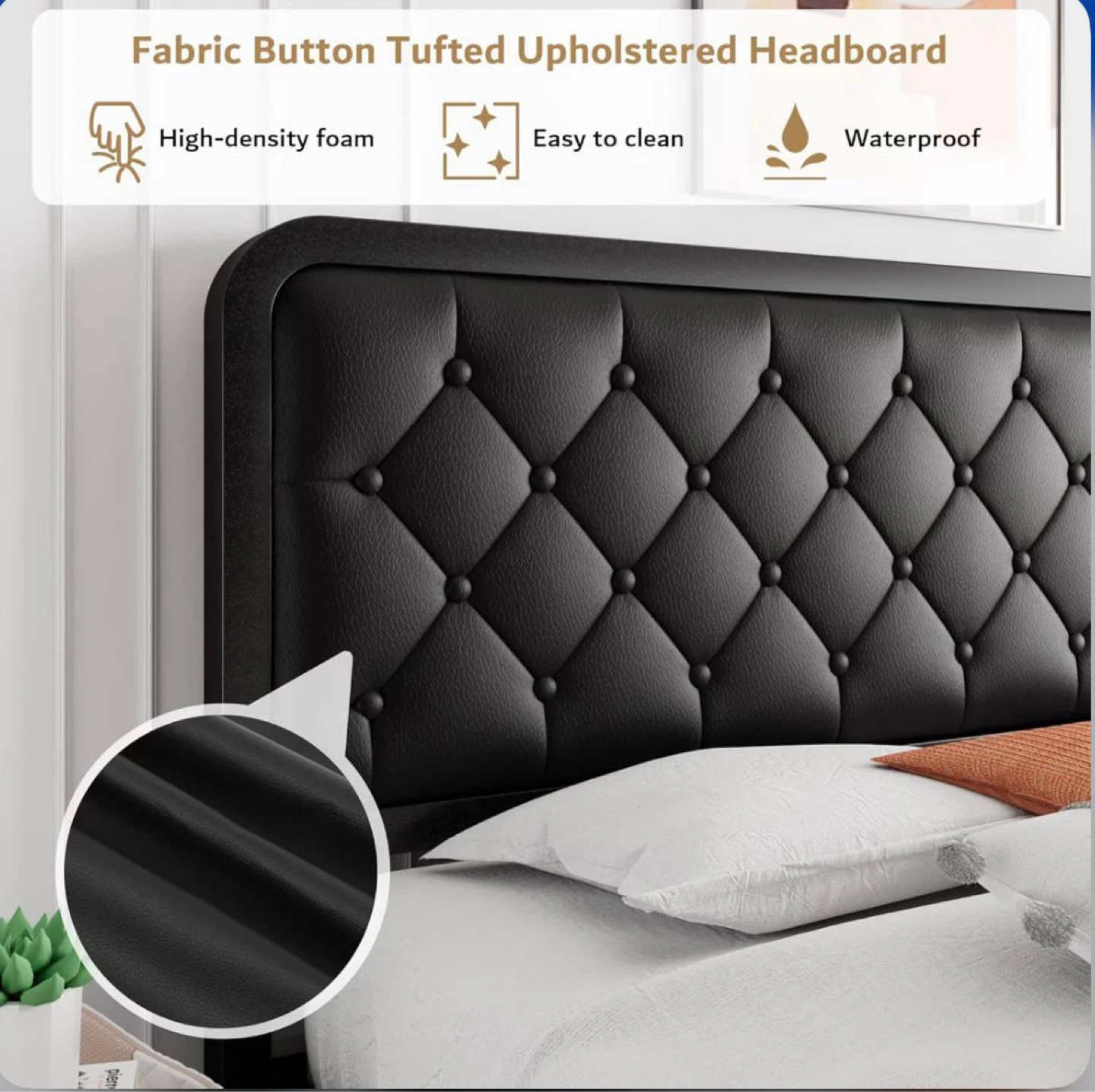 Brand new Black Twin Size Upholstered Bed Frame - photo 4