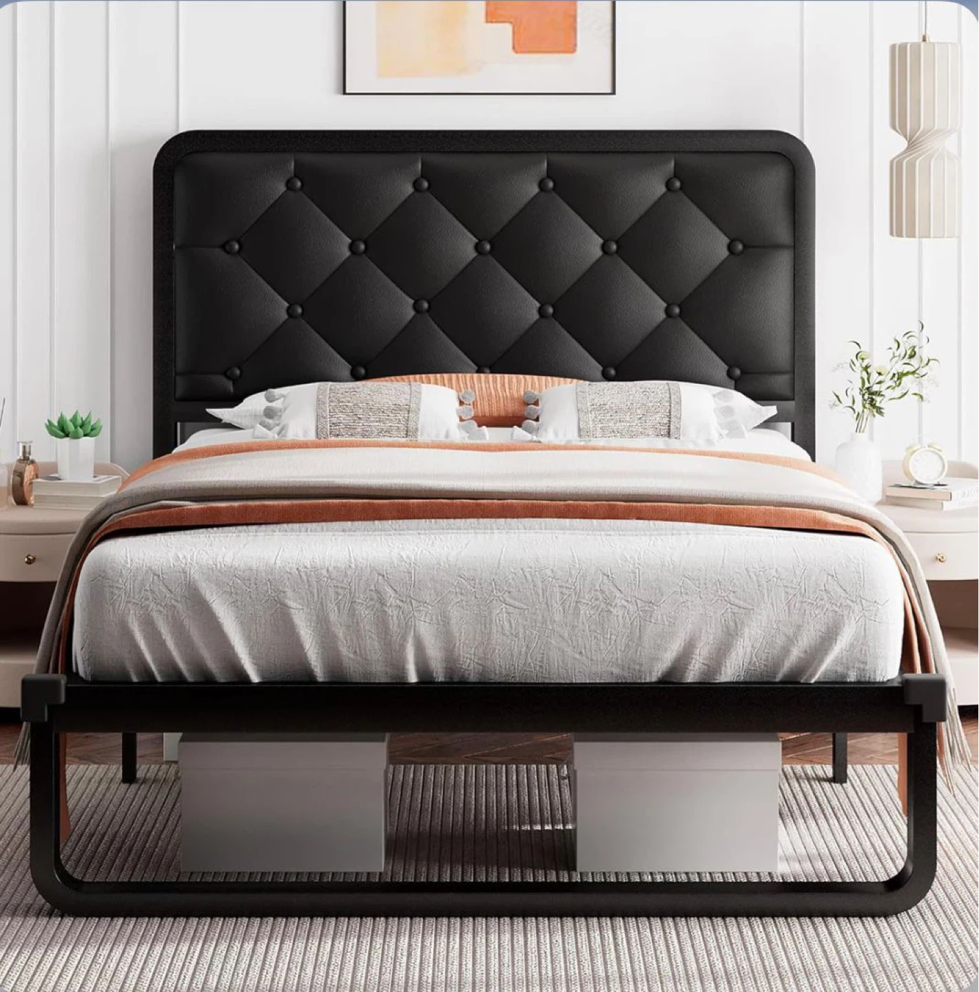 Brand new Black Twin Size Upholstered Bed Frame