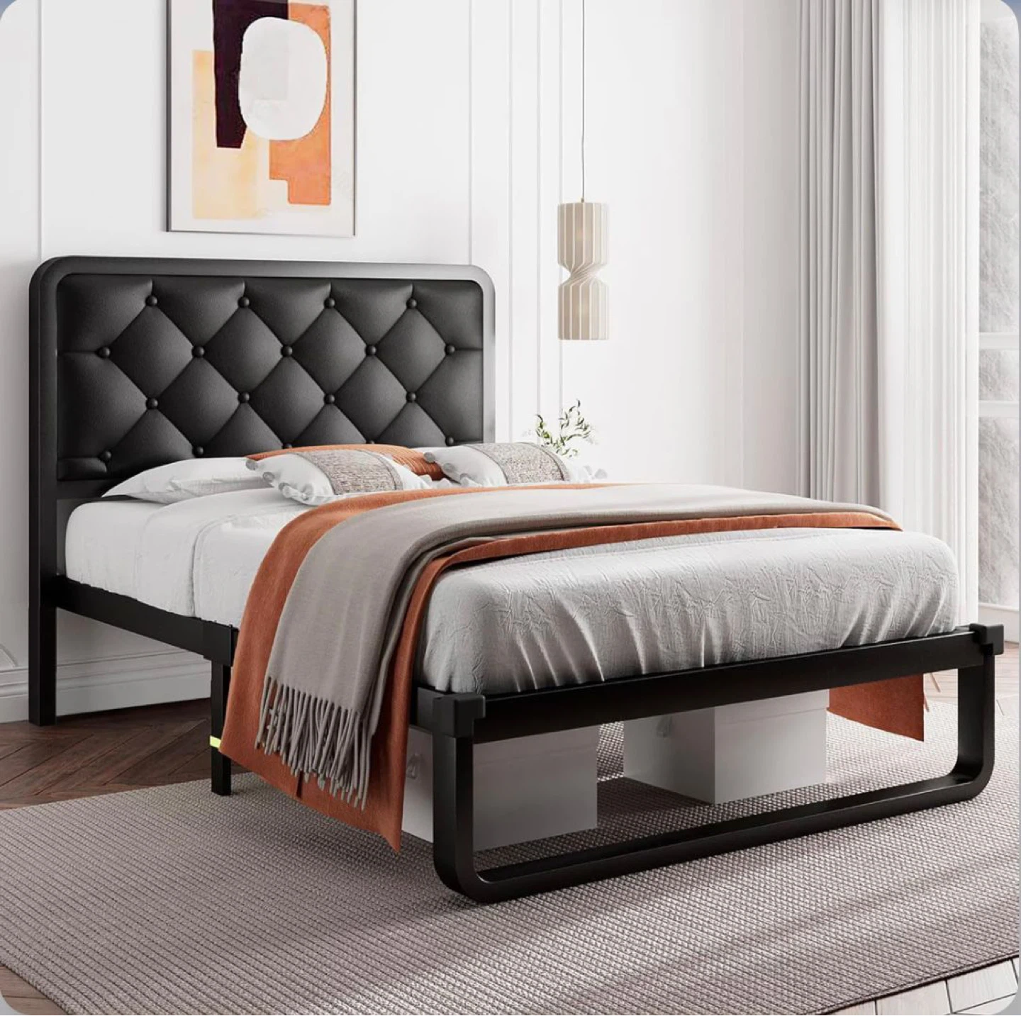 Brand new Black Twin Size Upholstered Bed Frame - photo 5