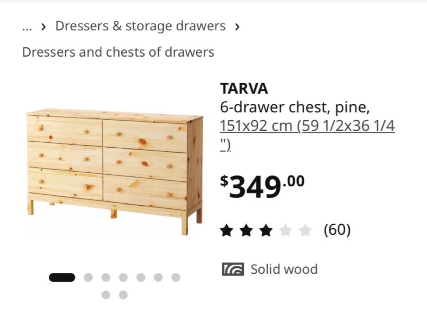 IKEA TARVA 6-Drawer Chest, delivery available - photo 4