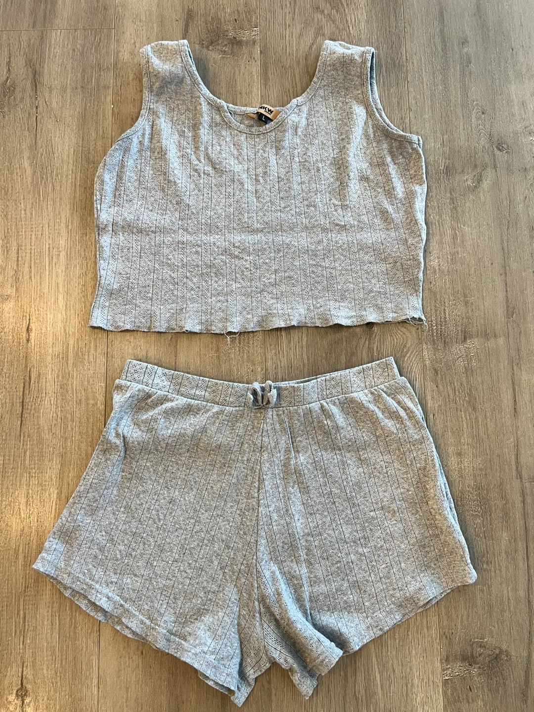 NKW Origin Grey Ribbed Tank Top and Shorts Set Size L