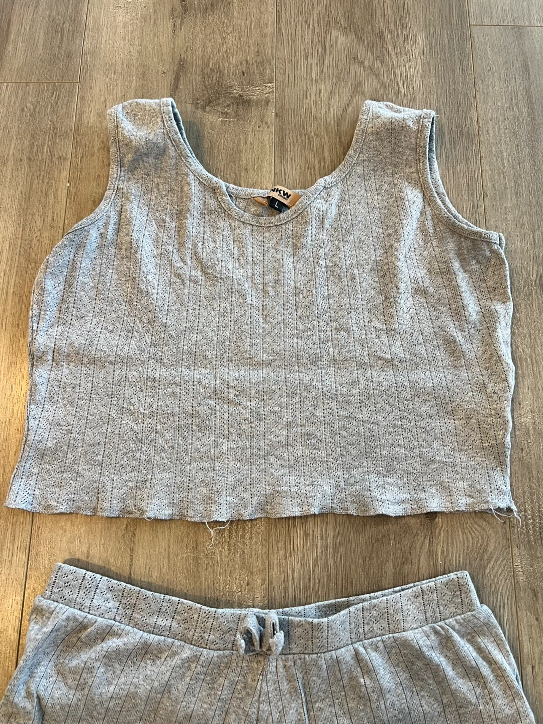 NKW Origin Grey Ribbed Tank Top and Shorts Set Size L - photo 2