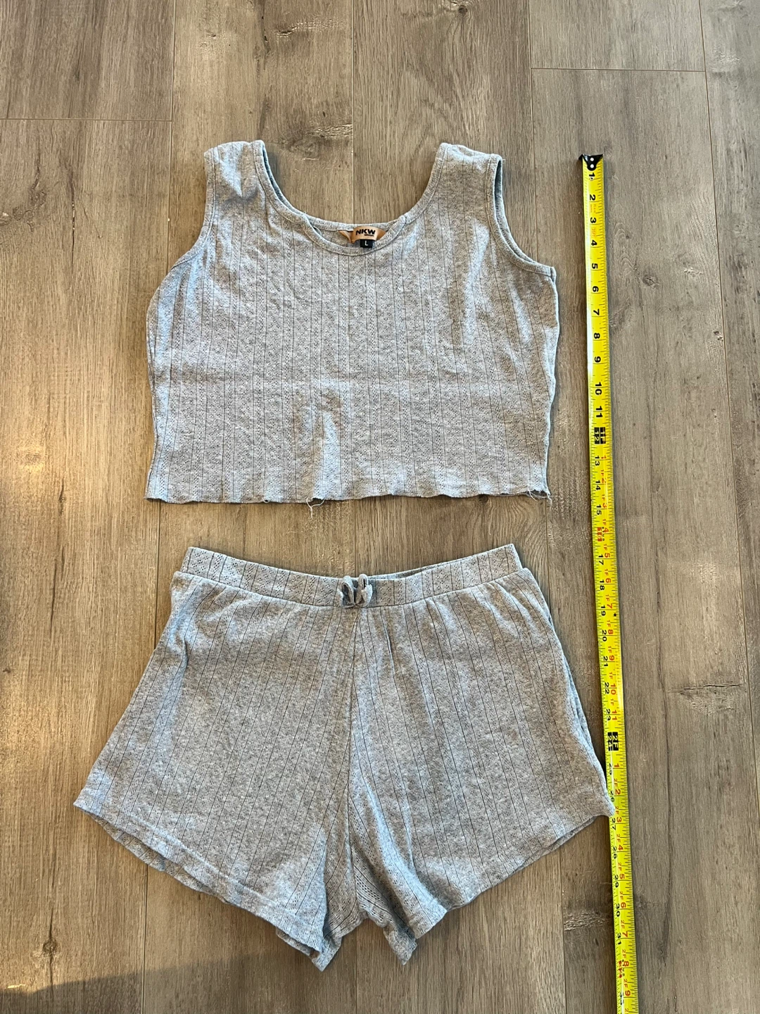 NKW Origin Grey Ribbed Tank Top and Shorts Set Size L - photo 5