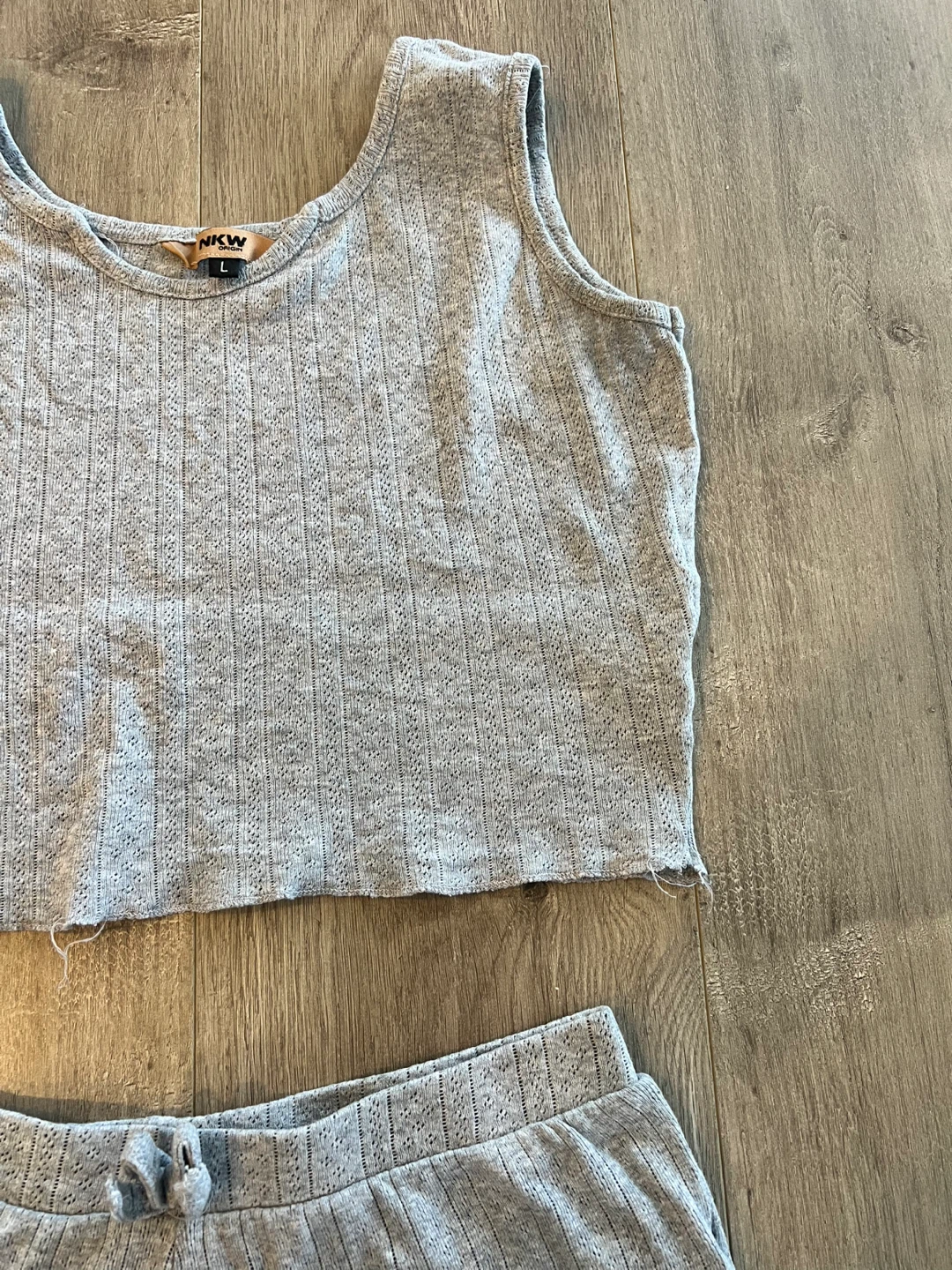 NKW Origin Grey Ribbed Tank Top and Shorts Set Size L - photo 4