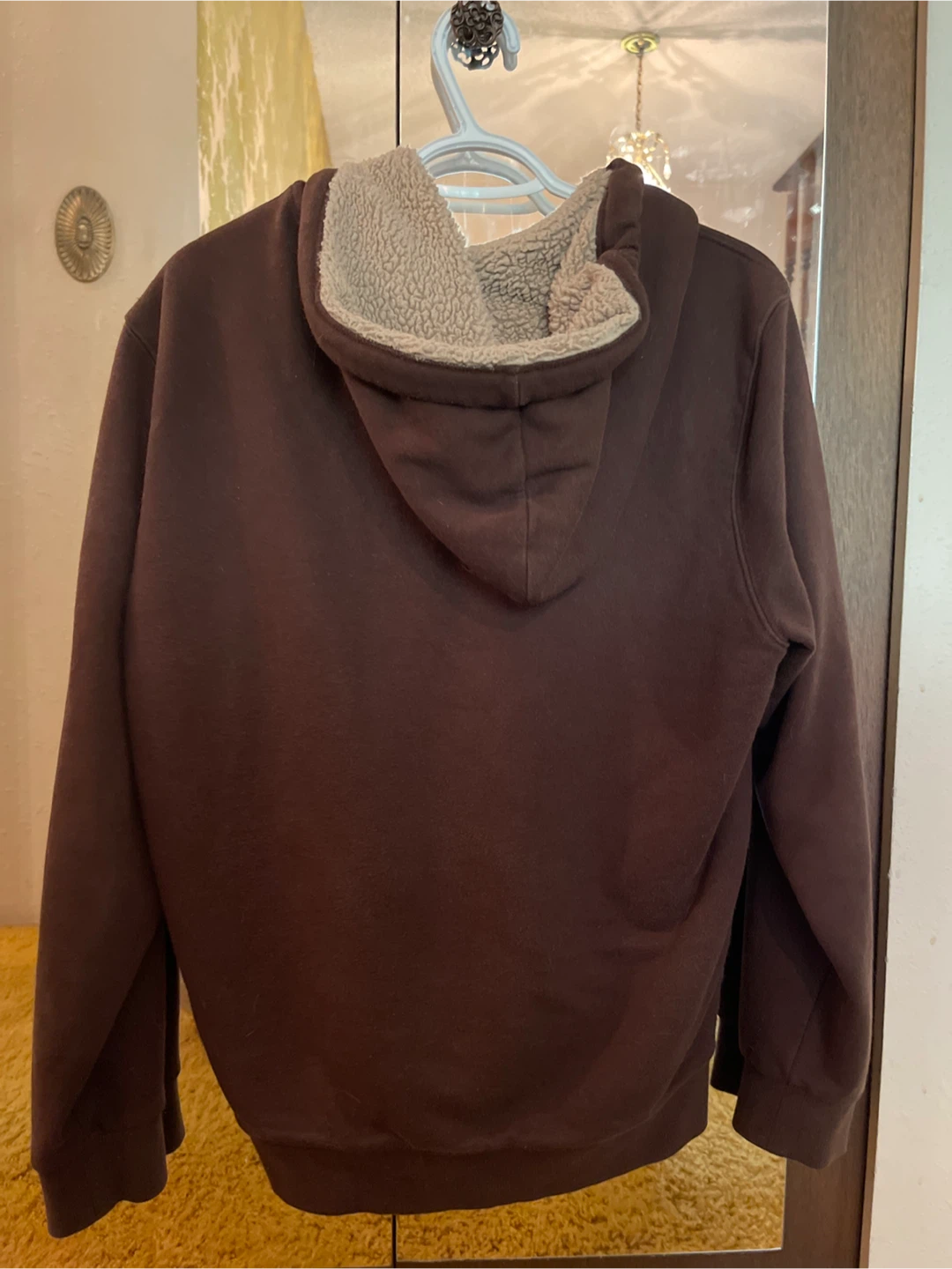 Brown Sherpa-Lined Hoodie zip up. - photo 2