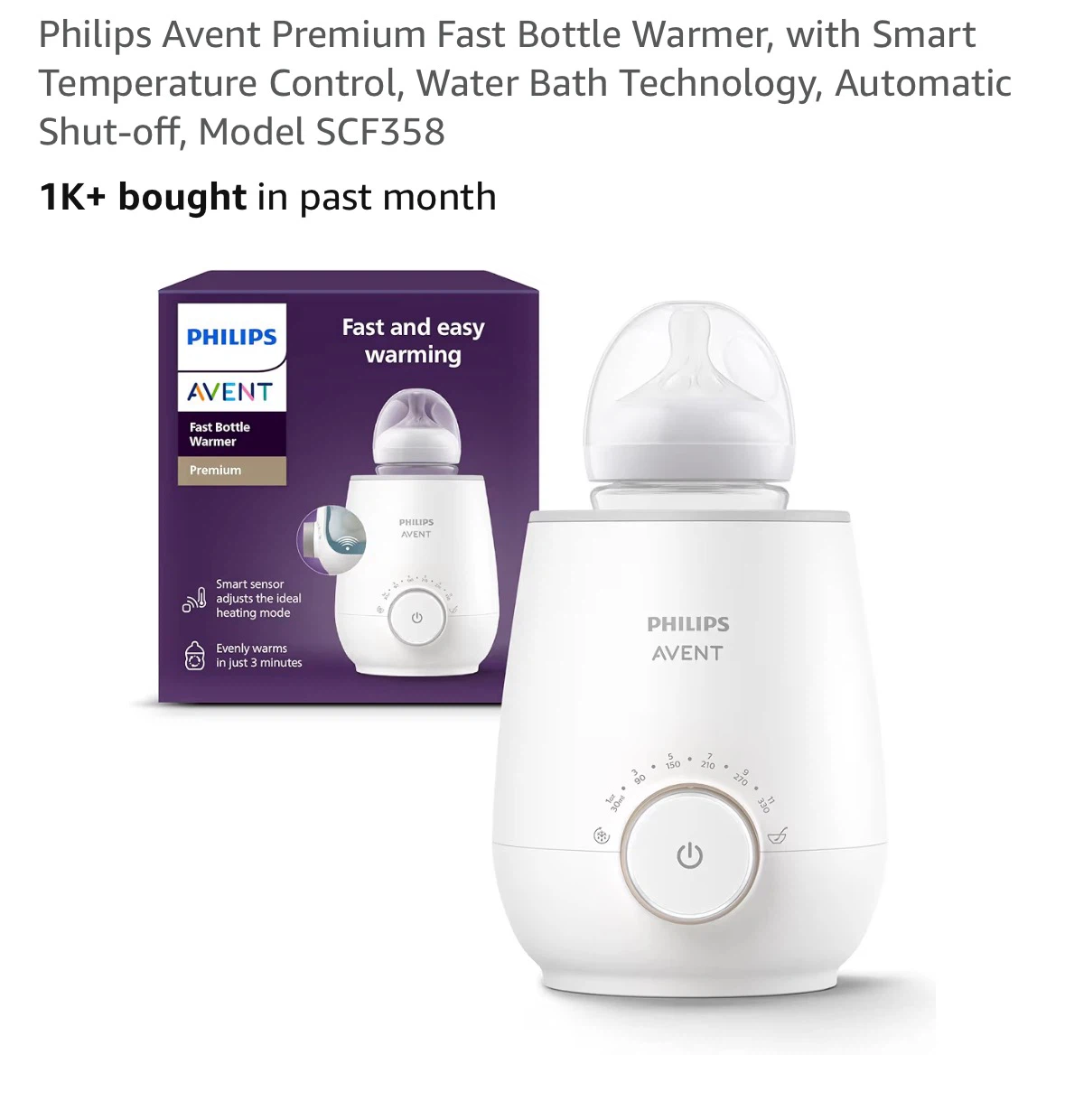 Philips Avent Premium Fast Bottle Warmer SCF358