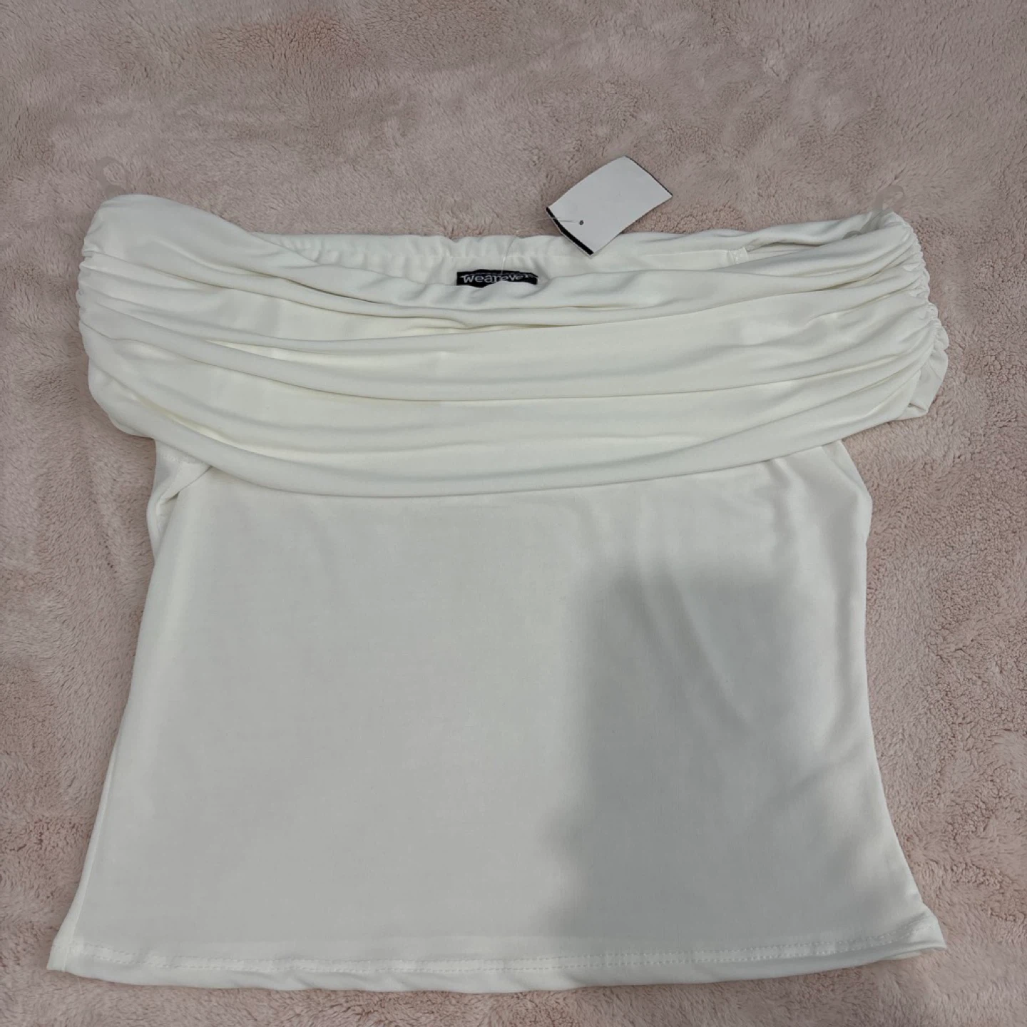White off-the-shoulder ruched top