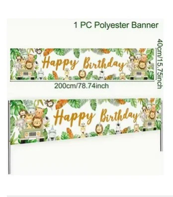 Happy Birthday Safari Animal Banner