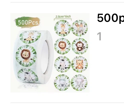 500 Pcs Jungle Animal Stickers
