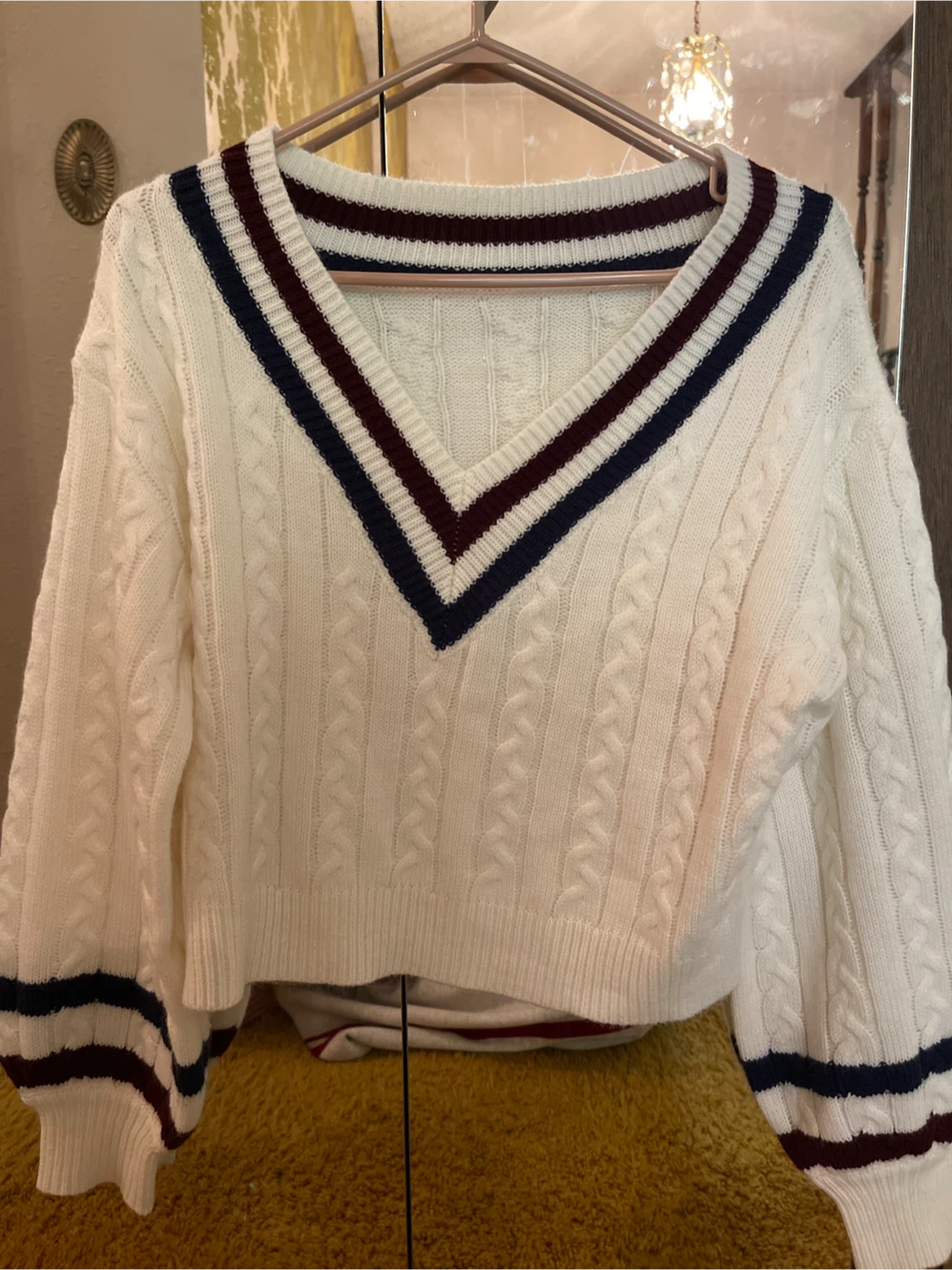 Cable Knit V-Neck Sweater