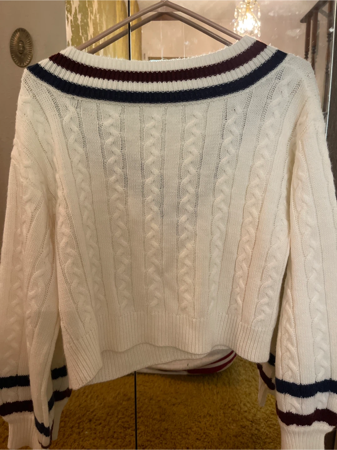 Cable Knit V-Neck Sweater - photo 2