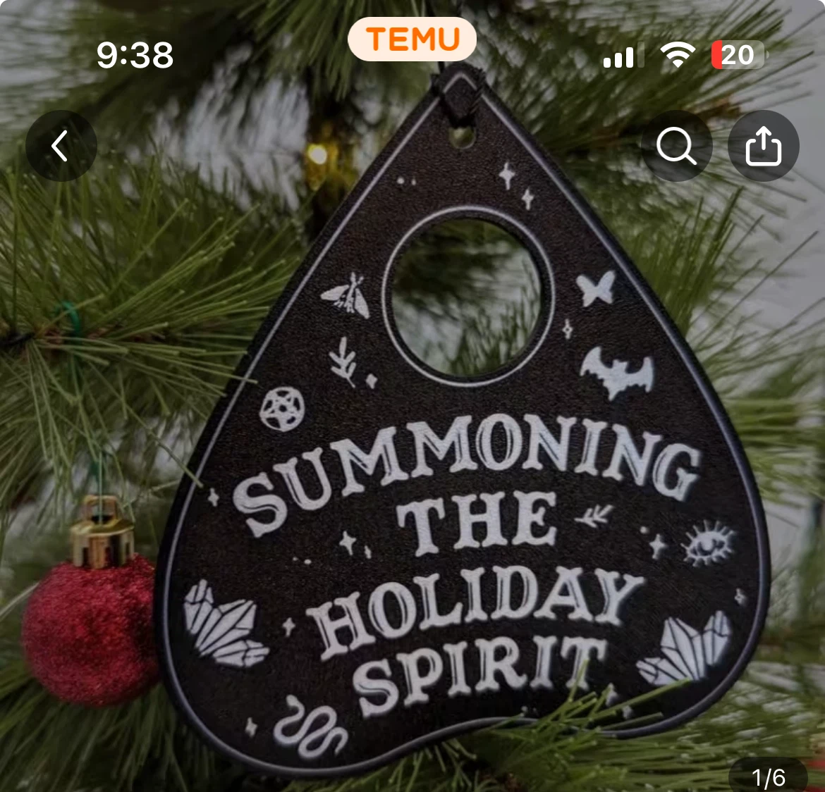 Laser engraved Ouija Board Xmas tree Ornament