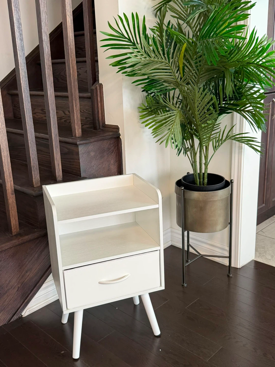 White Nightstand with Drawer