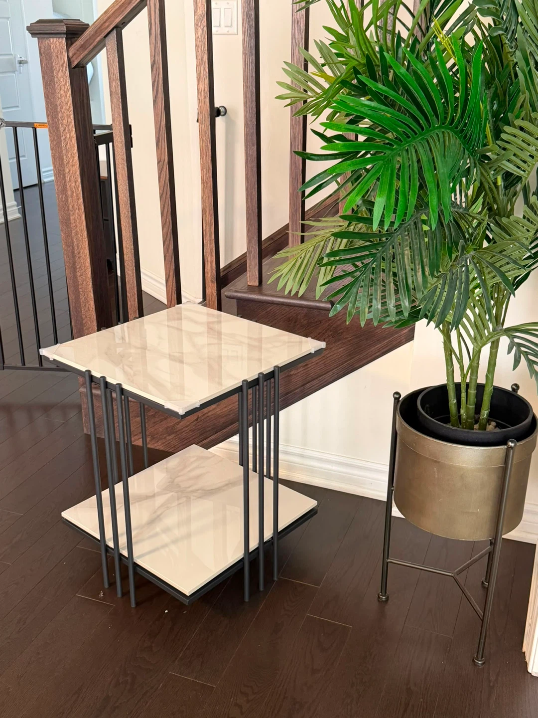 Marble Top Side Table with Metal Frame