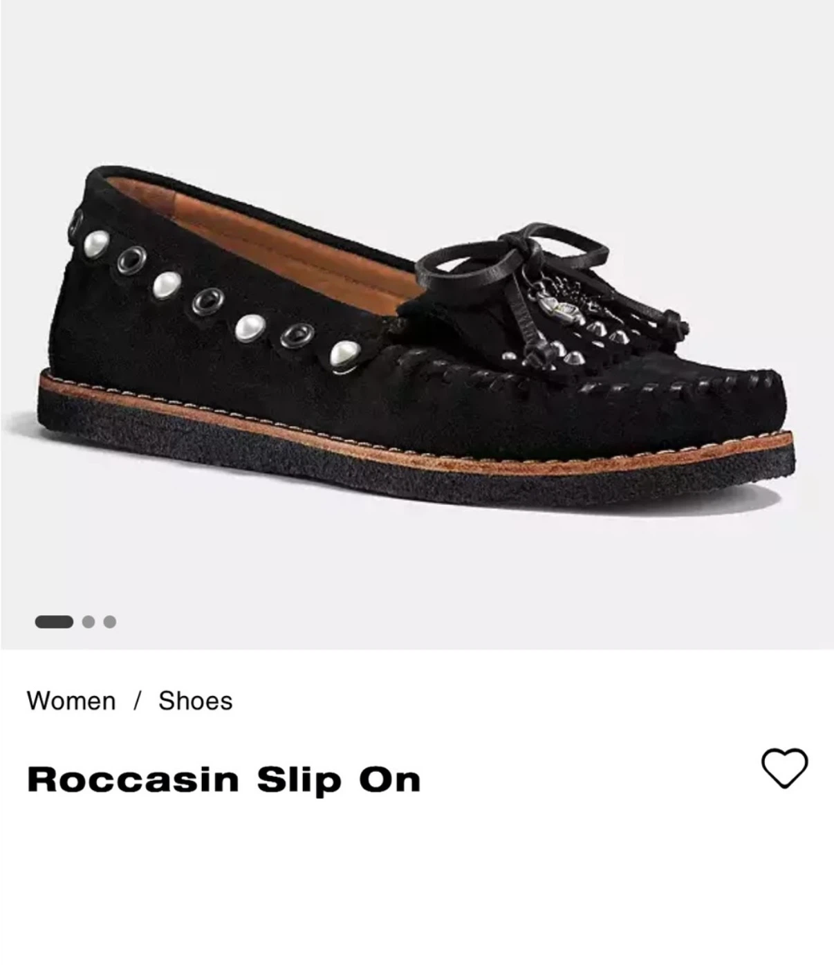 Coach Black Suede Moccasins with Studs and Charms