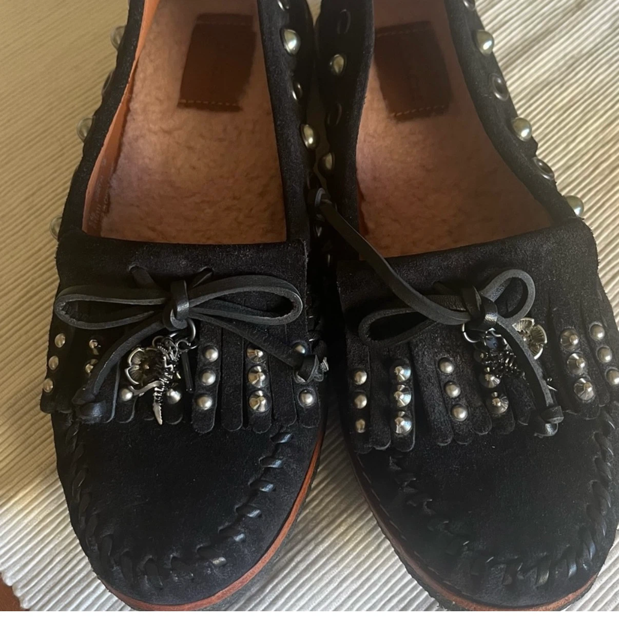 Coach Black Suede Moccasins with Studs and Charms - photo 3
