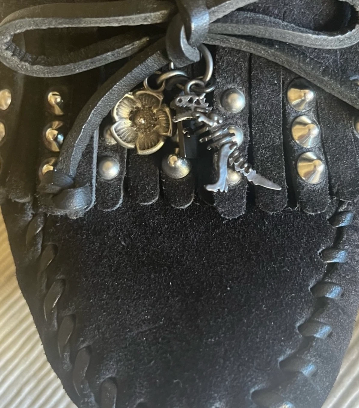 Coach Black Suede Moccasins with Studs and Charms - photo 5