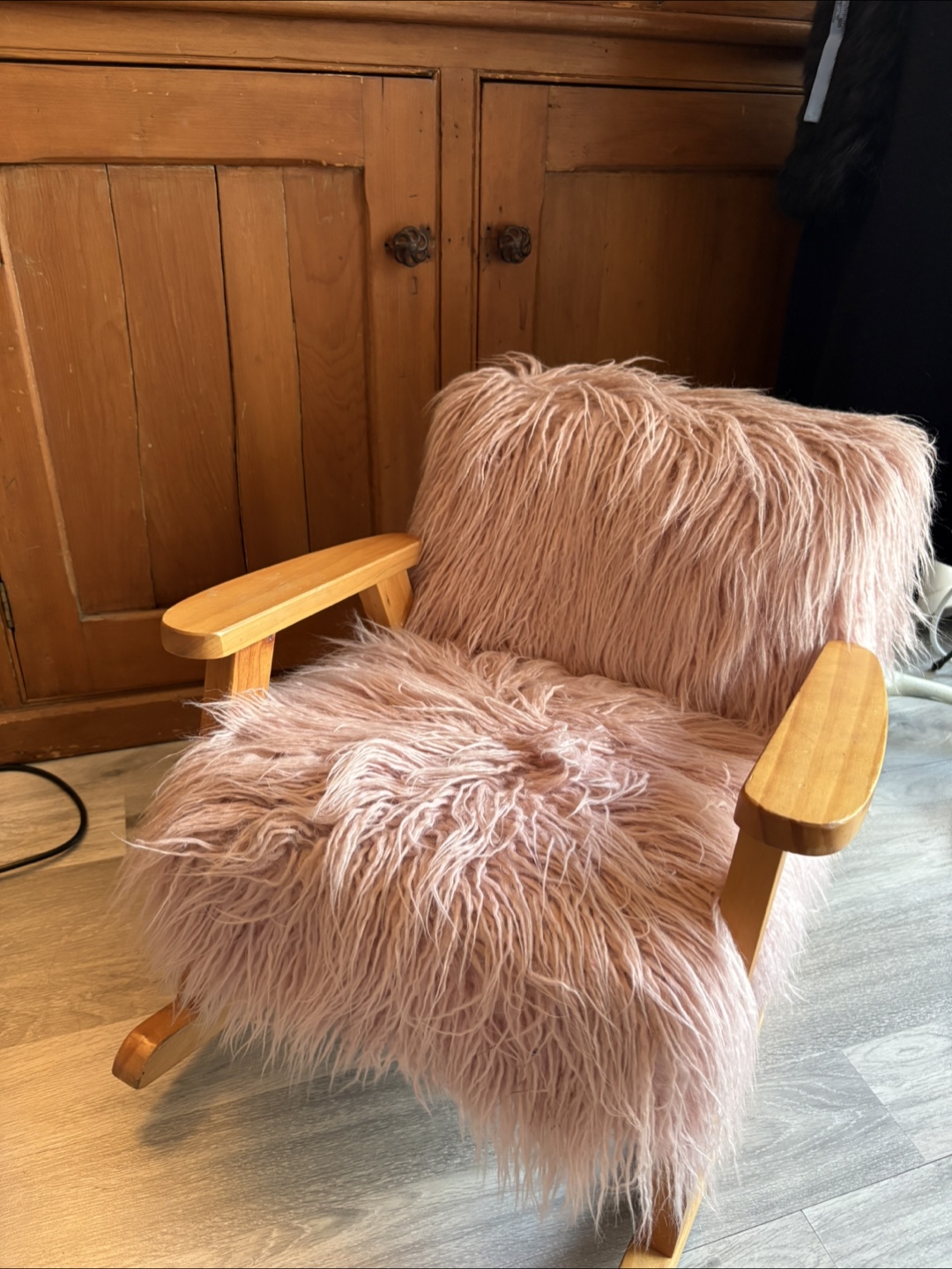 Pink Faux Fur Accent Chair