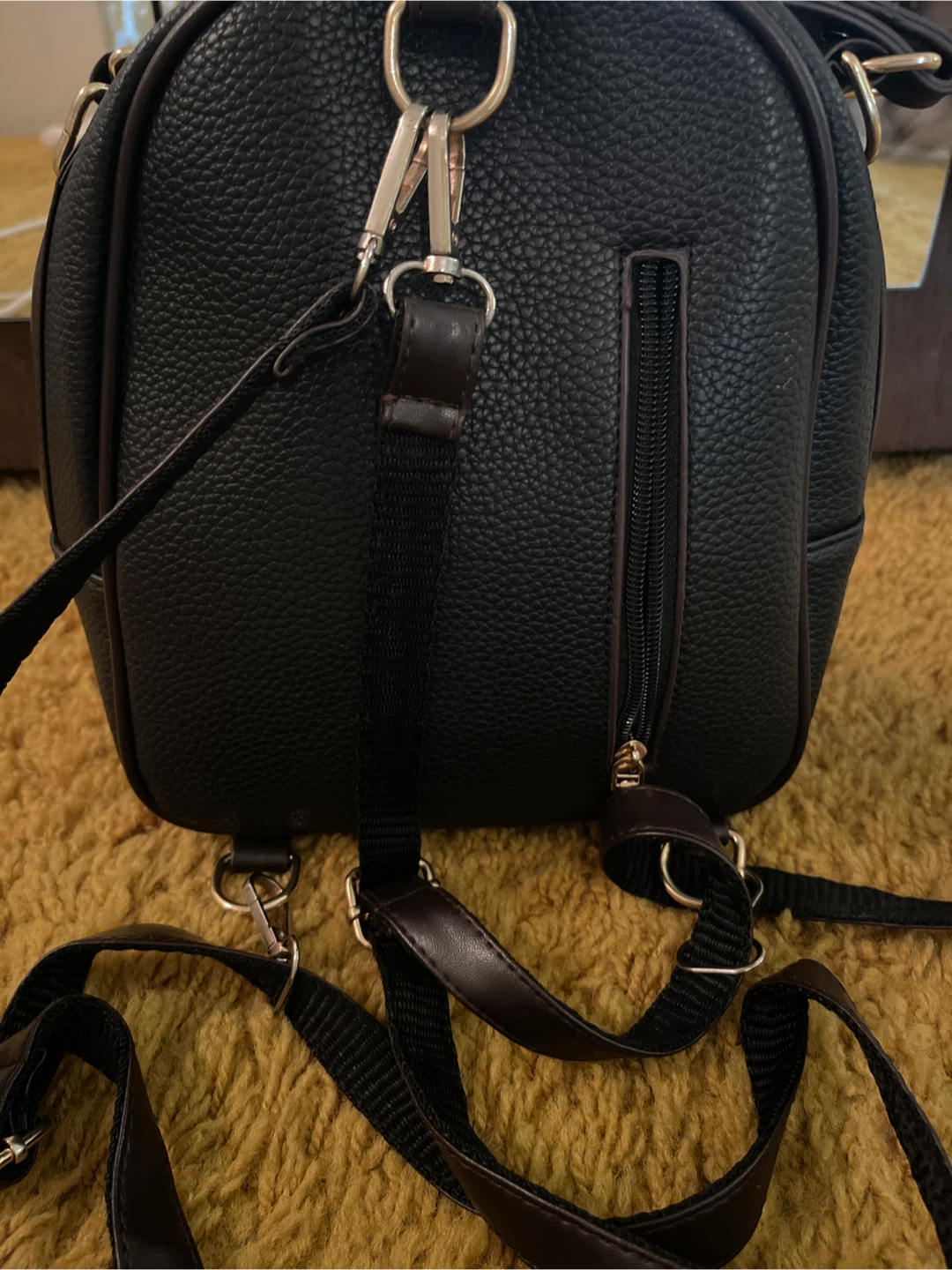 Black Faux Leather Backpack - photo 3