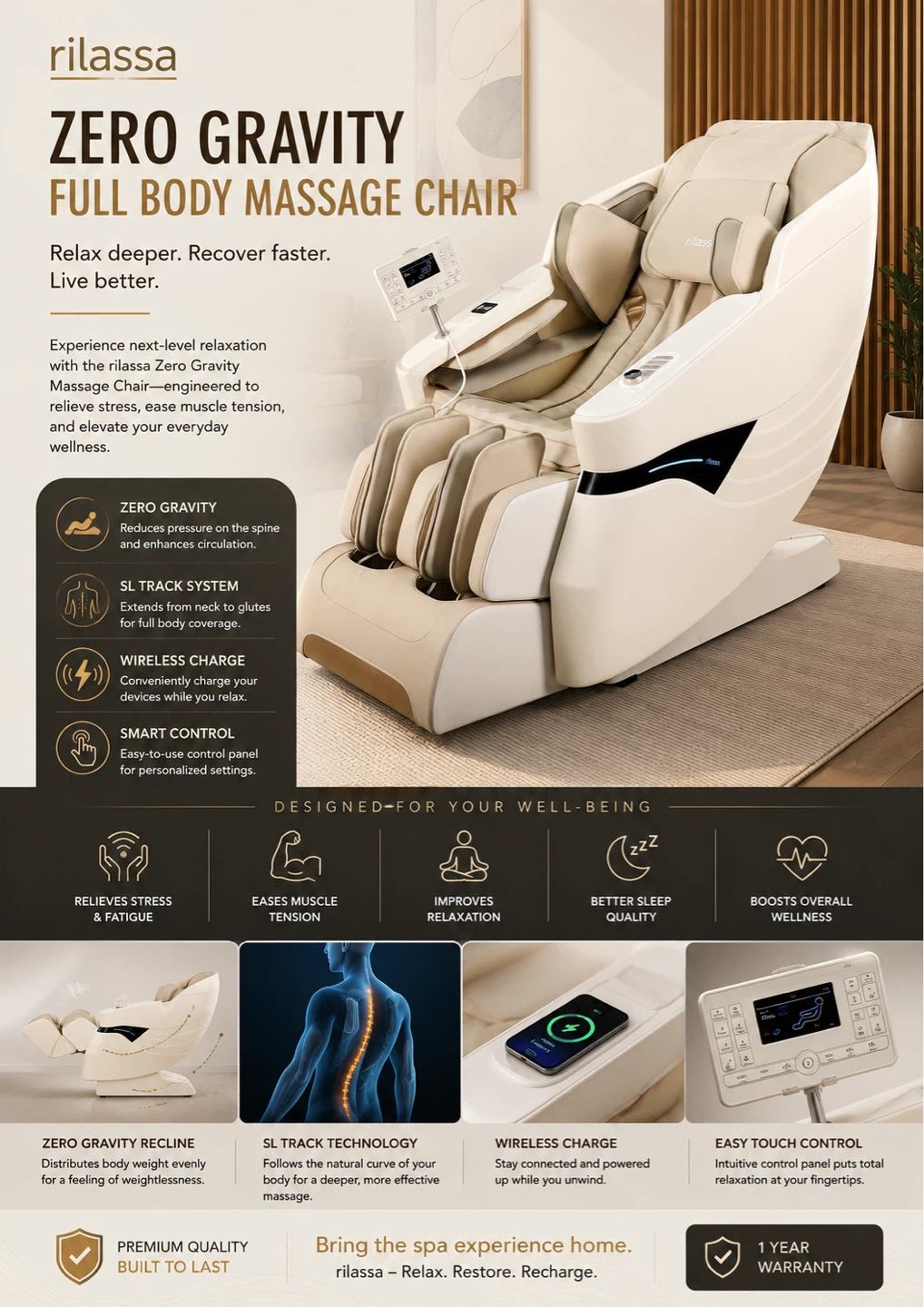 Rilassa Zero Gravity Full Body Massage Chair